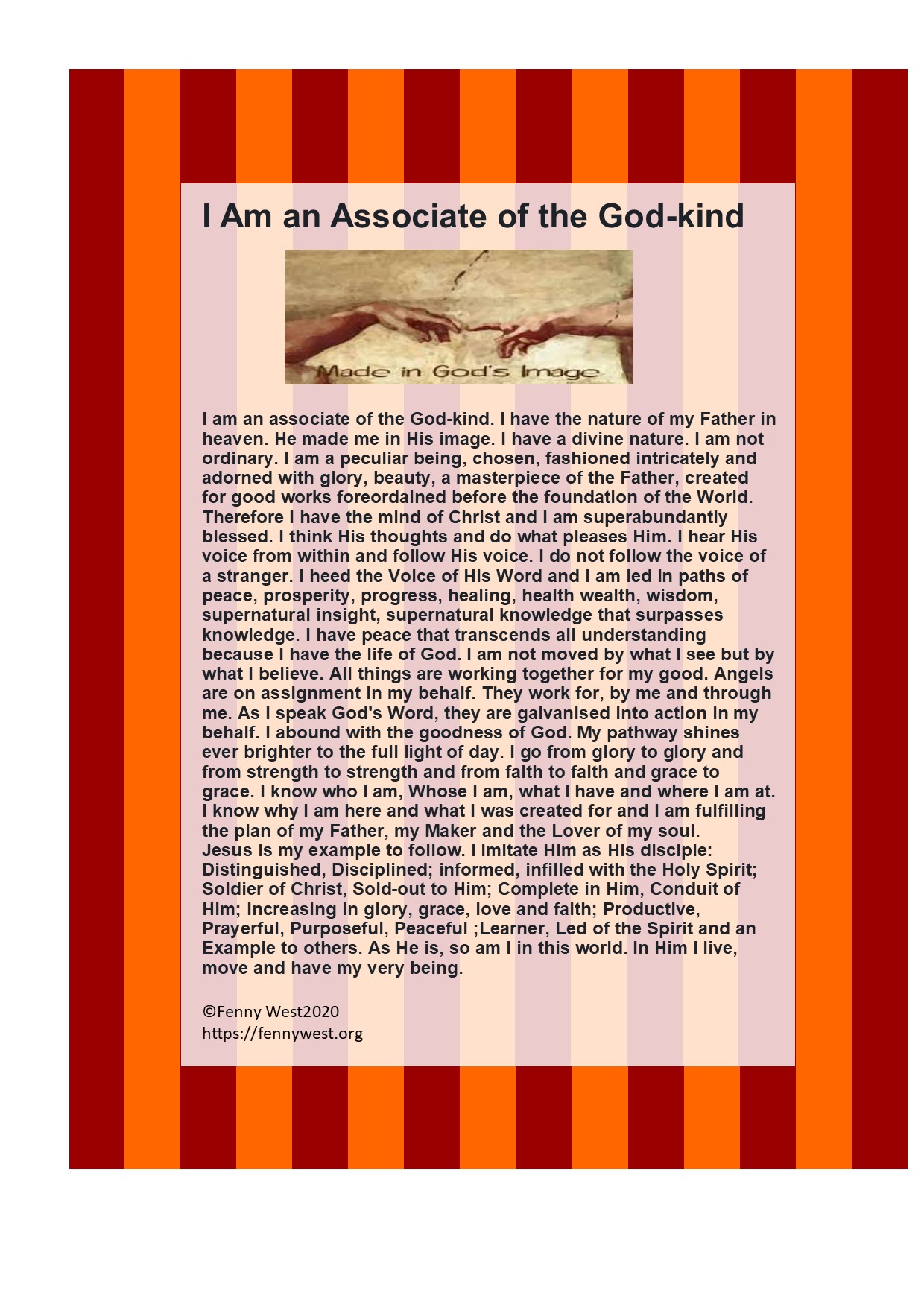I am An Associate of the God-kind  ( by Fenny West)